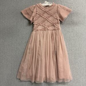 Ivy City Co. Tara Blush Tulle Dress Flutter Sleeves Girls Size 9 / 10
